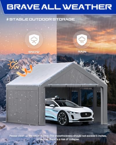 FANPAT 13x20ft Heavy Duty Carport with Removable Side Walls and Doors,Gray
