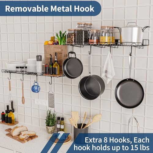 4 Pack Garage Wall Shelf, Wall Mounted Storage Shelves, Heavy Duty Metal Shel...