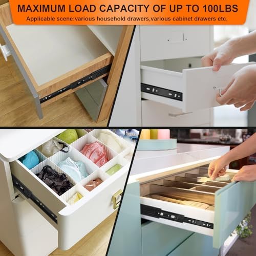 20 inch Drawer Slides 4 Pairs (8pcs) 3 fold Full Extension Side Mount Cabinet...