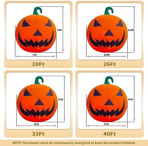 Giant 26Ft Premium Halloween Inflatable Pumpkin Decorations with Blower, Blow...