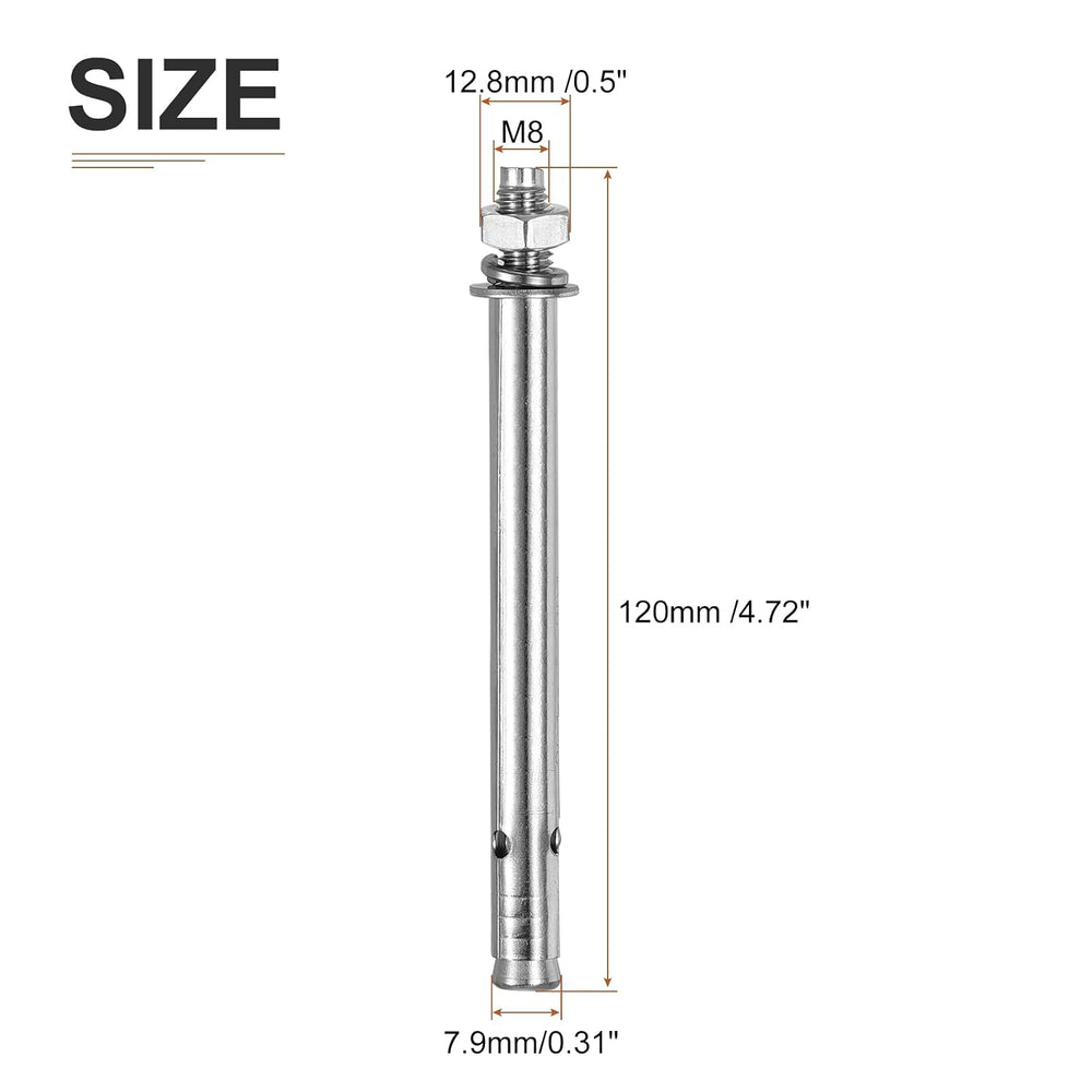 DTGN M8x120 Hex Expansion Bolts 304 Stainless Steel for Concrete 30Pcs