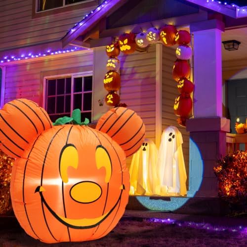 Mouse Theme Inflatable Pumpkin Cute Halloween Blow Up Yard Decorations for Pa...