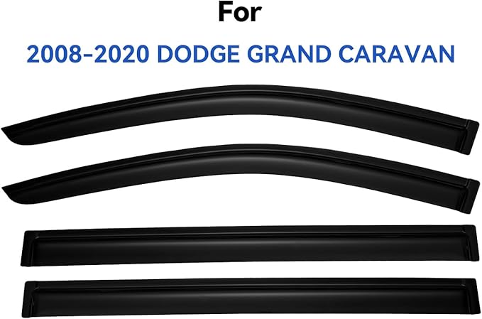 Window Visors Rain Guards for 2008-2020 Dodge Grand Caravan, Out-Channel Window
