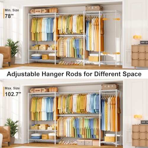 ULIFHOME Heavy-Duty Garment Rack, Adjustable Clothing Racks Hanging Clothes