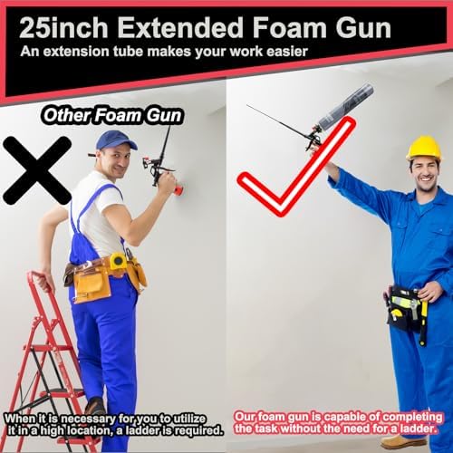 25inches Extended Foam Gun,PTFE-Coated Professional Expanding Foam Gun,Foam S...