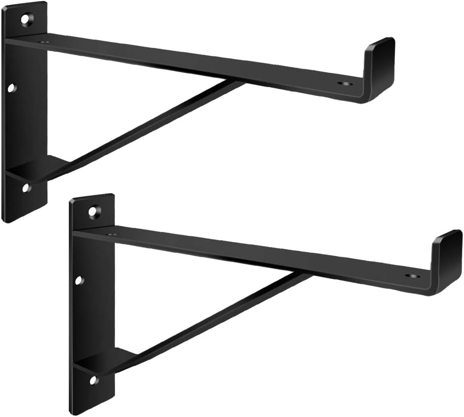 Heavy Duty Shelf Brackets 16 inch, Industrial Wall Brackets with Lip Metal St...