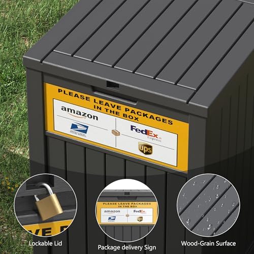 LHBGO Package Delivery Box for Outside, with Delivery Sign 48 Gallon Storage ...