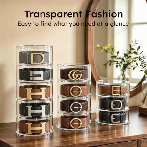 FEMELI Acrylic Belt Storage Organizers For Closet 5-Layer Clear Belt Holder