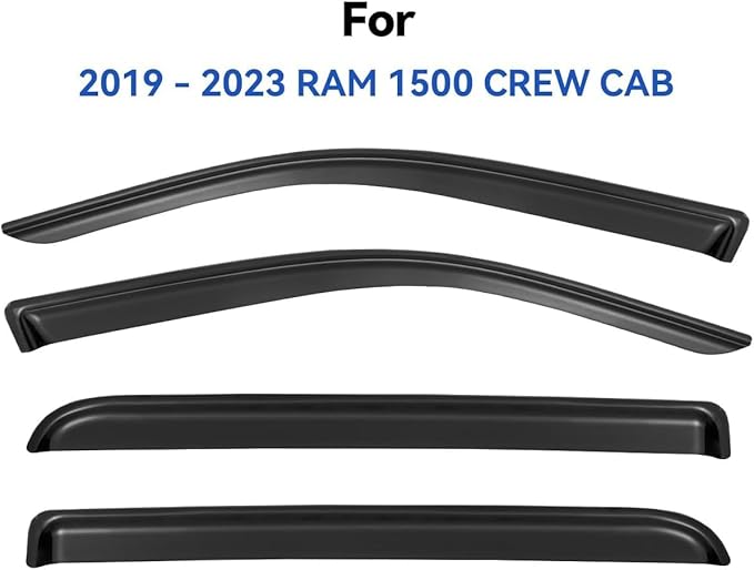 Window Visors Rain Guards for 2019-2025 Dodge Ram 1500 Crew Cab, Out-Channel