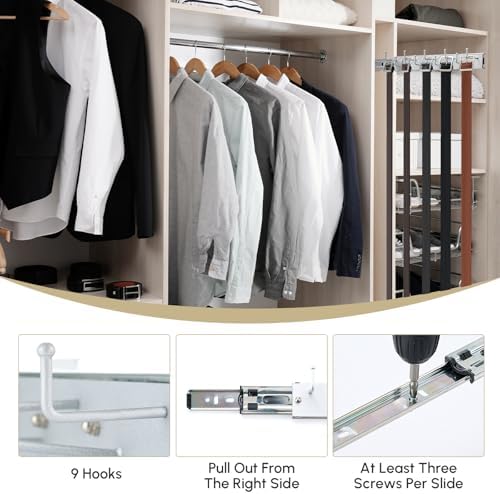Blulu 2 Pcs 13.8'' Sliding Tie Rack Hangers for Closet, 9 Tie Each, S...