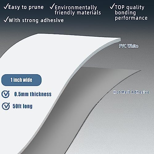 White Edge Banding, 1 inch x 50ft roll of Veneer PVC Edge Banding Pre-glued F...