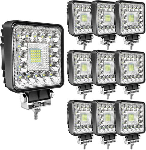 LED Tractor Work Lights,4 Inch LED Pods Lights 123W Square 12V 24V Spot Beam ...