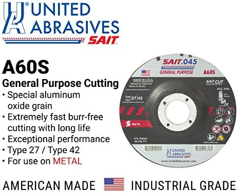 United Abrasives-SAIT 22053 A60S General Purpose Cut-Off Wheels (Type 27/Type...