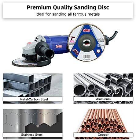 Sali 10 Pack Zirconia Flap Disc 40 Grit 7" x 7/8-Inch Sanding Disc Bevel...
