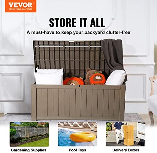 VEVOR Deck Box, 120 Gallon Outdoor Storage Box, 56.3" x 26.6" x 23....