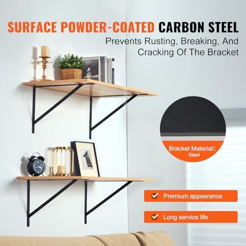 VEVOR Shelf Support, 18x12 in Set of 12, Durable Wall Mount Brackets, 3mm Mat...