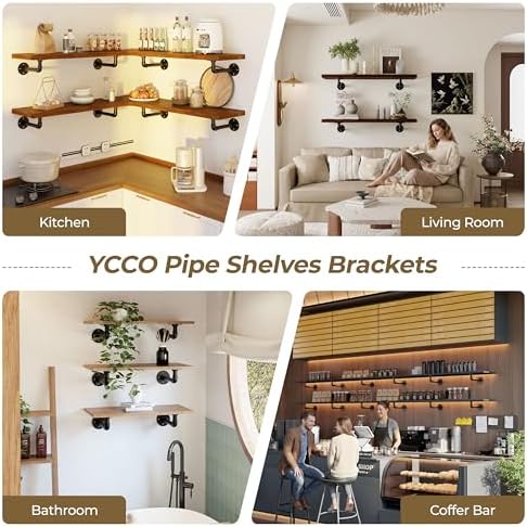 Industrial L Pipe Shelf Brackets for 7-14 in Depth Wood,6.7In 12 Pack