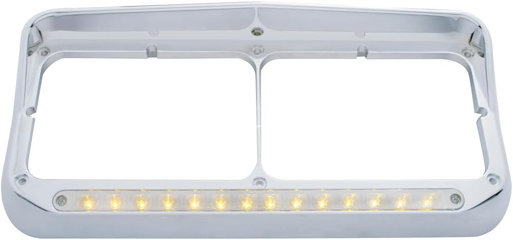 United Pacific 32352P2 Chrome Rectangular 14 LED Dual Headlight Bezel w/Visor...