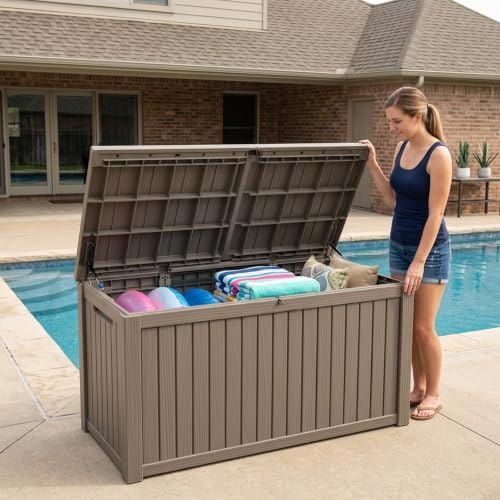 Outdoor Storage Box,200 Gallon Waterproof Deck Box [Upgraded 3.0]