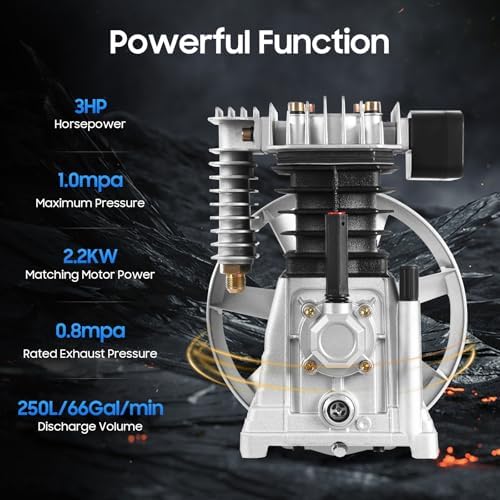 Air Compressor Pump 3HP 250L/min Air Compressor Head Pump Cylinder Cast Iron ...