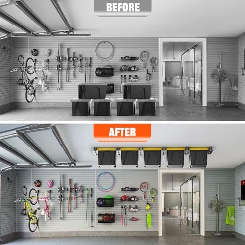 TORACK Garage 16" Studs Ceiling Bin Storage Rack, Overhead Tote Storage ...