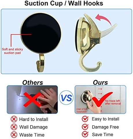 Heavy Duty Vacuum Suction Shower Hooks Glass Suction Cup Bathroom Robe Hooks,...