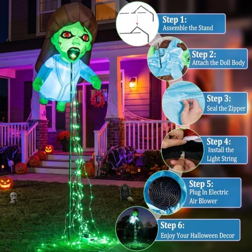 Giant Blue 12.8 FT Halloween Inflatables Floating Ghost Doll Yard Decor