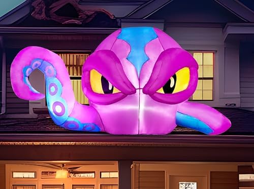 Joiedomi 4 FT Tall Halloween Inflatable Purple Octopus Head with Tentacles Br...