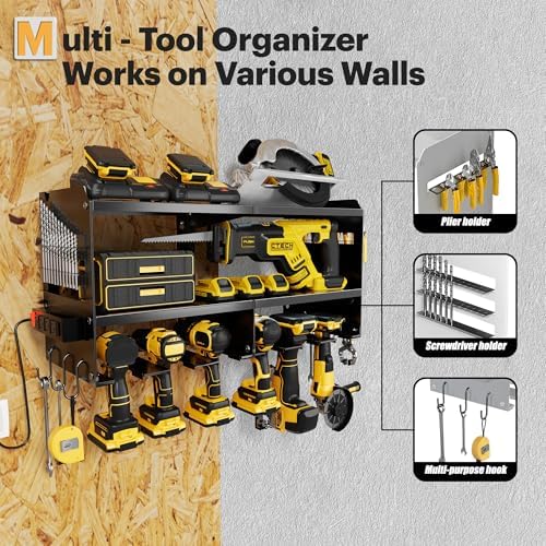 Spampur Power Tool Organizer Wall Mount with Charging Station