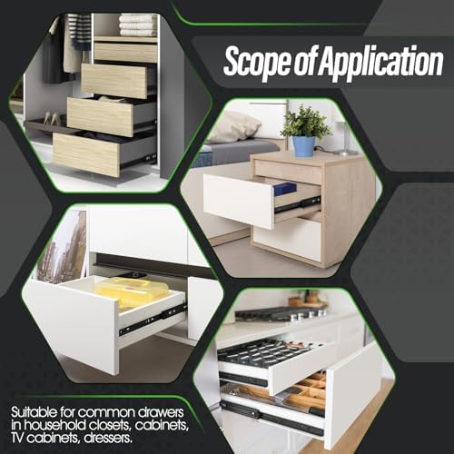 5 Pairs Full Extension Drawer Slides 10 inch Side Mount Rails