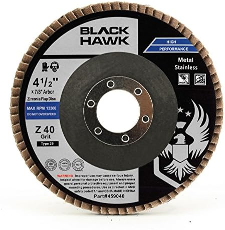 BHA 4-1/2 x 7/8 Zirconia Flap Disc T29 Angle Grinder - 40 Grit - 10 Pack
