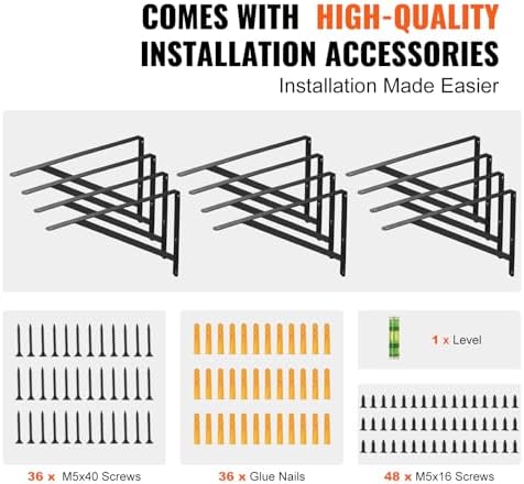 VEVOR Shelf Support, 18x12 in Set of 12, Durable Wall Mount Brackets, 3mm Mat...