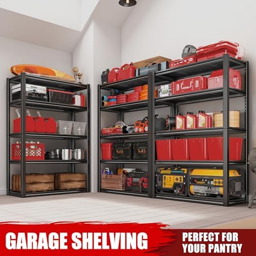 Raybee Storage Shelves 2000LBS Garage Shelving Heavy Duty, 5-Tier Adjustable ...