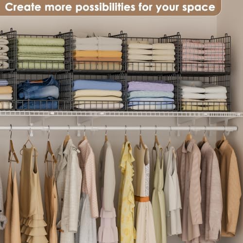 5-Tier Stackable Closet Organizers and Storage Baskets, Closet Shelf Organize...