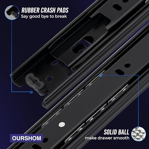 14 Inch Drawer Slides 10 Pairs (20pcs) Side Mount Rails - Heavy Duty Full Ext...