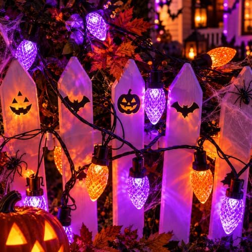 Connectable 2PK C9 Orange Purple Halloween String Light Plug in 86FT 100LED