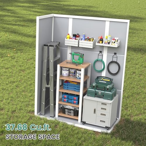 UDPATIO Vertical Storage Shed,51 Cu.ft Resin Outdoor Cabinet,Dark Grey