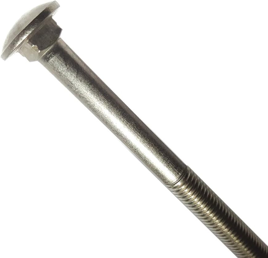3/8-16 x 10 Carriage Bolts, Round Head, Square Neck, Stainless Steel 18-8, Pa...