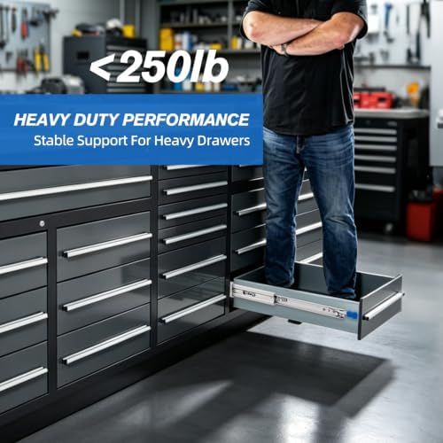 YENUO Locking Heavy Duty Drawer Slides Full Extension 12–40 Inch 250 LB
