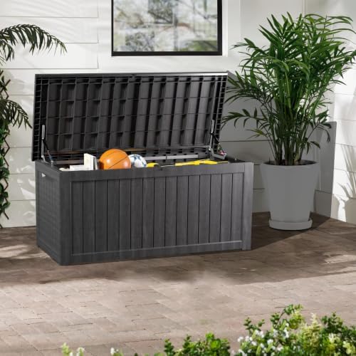 Outdoor Storage Box 275GAL Waterproof Resin Deck Box,Pool Accessories Supplie...