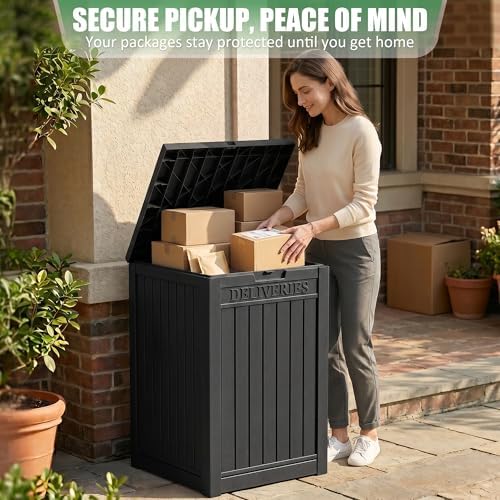 EasyUp Package Delivery Boxes for Outside, 90 Gallon Outdoor Storage Deck Box...