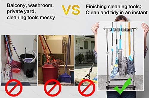 movable mop broom holder put wet mops floor standing cleaning tool rack
