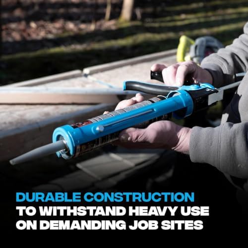 OX Caulk Gun No Drip 10 oz - Dual Thrust 25:1 & 12:1 Thrust - Heavy Duty