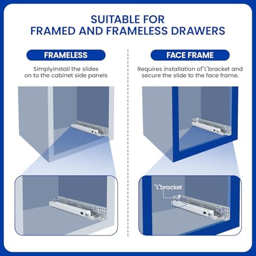 LONTAN 1 Pair Hidden Undermount Soft Close Drawer Slides 18 Inch