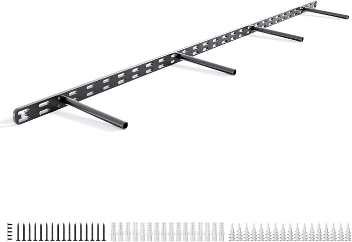 1pc Floating Shelf Bracket Heavy Duty,Decorative Floating Shelf Hardware Hidden Black Metal Fireplace Mantel Brackets (43"X6"X1.0" Without Tools)