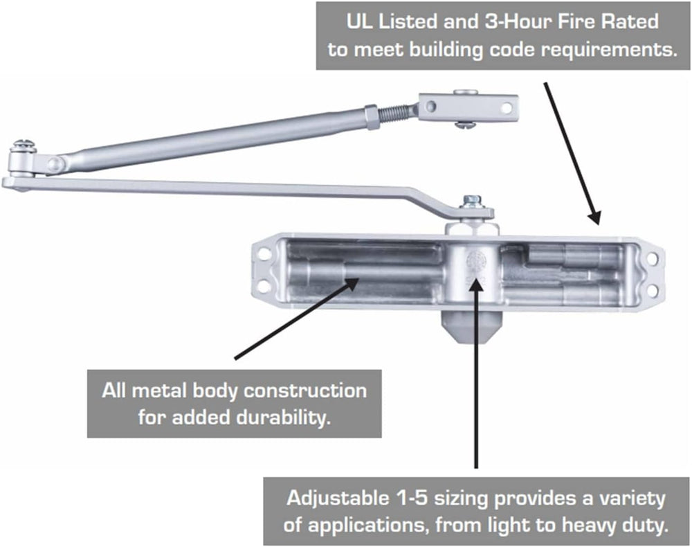 Brinks Commercial Aluminum Steel Hydraulic Door Closer Grade 1