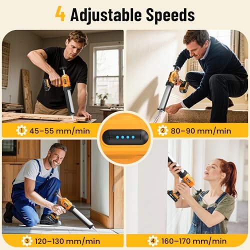 Electric Caulking Gun, Cordless Caulk Gun with 2x 2.0Ah Batteries