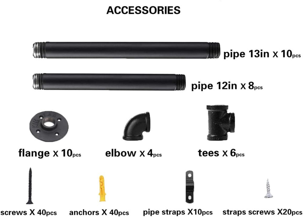 Industrial Wall Mount Iron Pipe Shelf Shelves Shelving Bracket Black Vintage ...