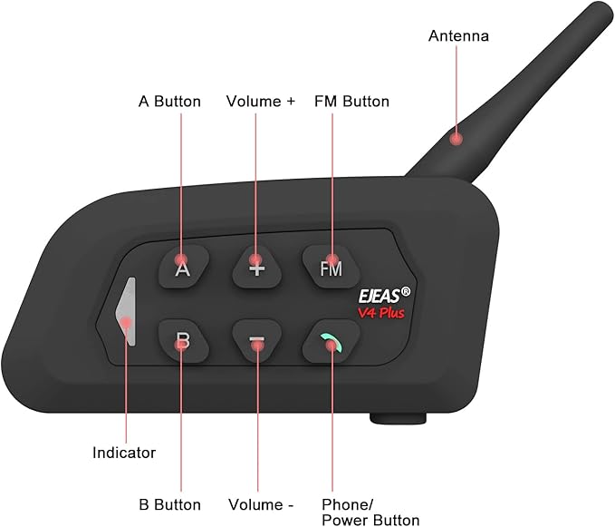 MIMIRACLE V4 Plus Motorcycle Helmet Bluetooth Intercom Headset