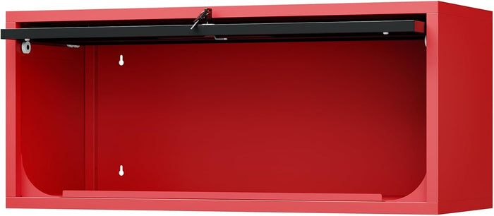 Fesbos Metal Storage Cabinet Black&Red Wall Cabinets with Locking Door - Wall Mounted Storage Cabinet for Garage Warehouse Home Office - Assembly Required
